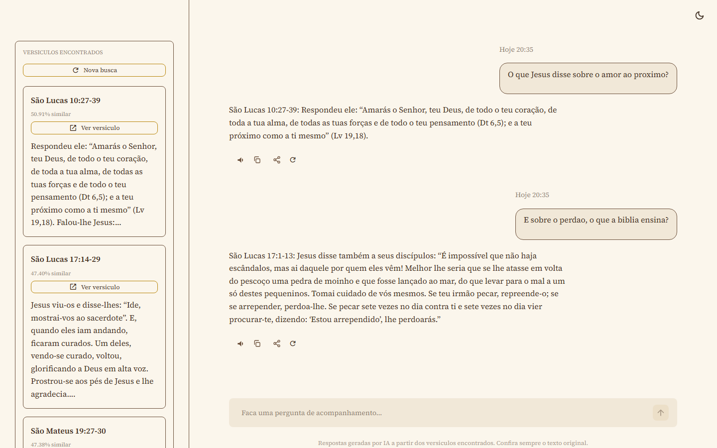 Historico de perguntas de acompanhamento