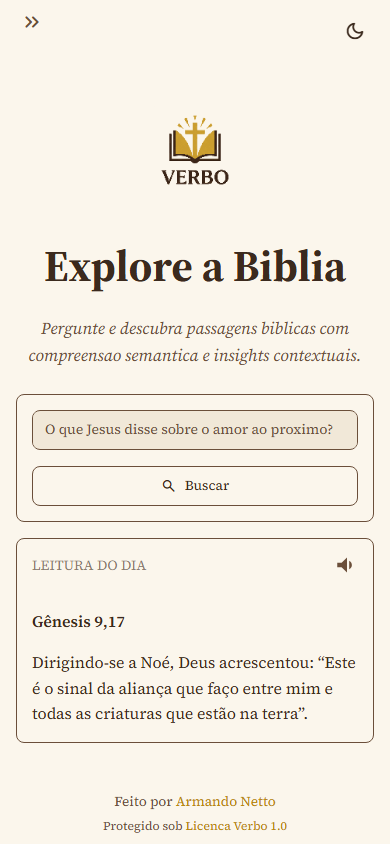 Tela inicial em viewport de celular